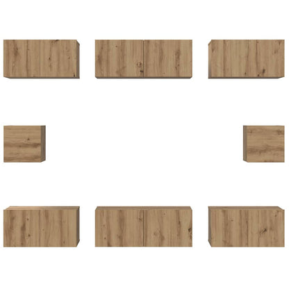 Tv-Meubelset Wandgemonteerd 8 Pcs Artisan Eiken Bewerkt Hout 80 cm