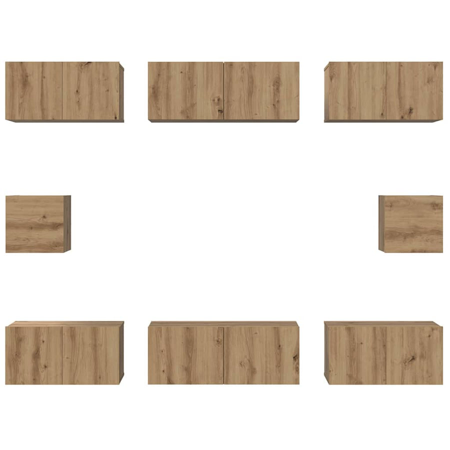 Tv-Meubelset Wandgemonteerd 8 Pcs Artisan Eiken Bewerkt Hout 80 cm
