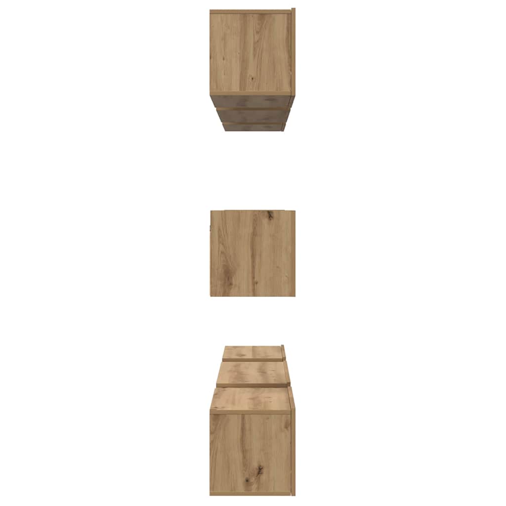 Tv-Meubelset Wandgemonteerd 8 Pcs Artisan Eiken Bewerkt Hout 80 cm