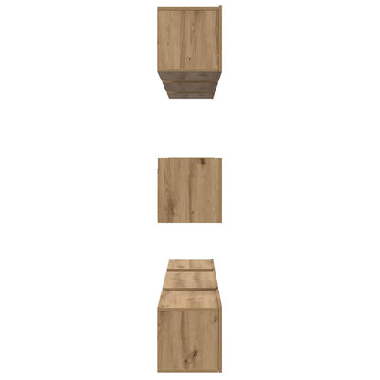 Tv-Meubelset Wandgemonteerd 8 Pcs Artisan Eiken Bewerkt Hout 80 cm