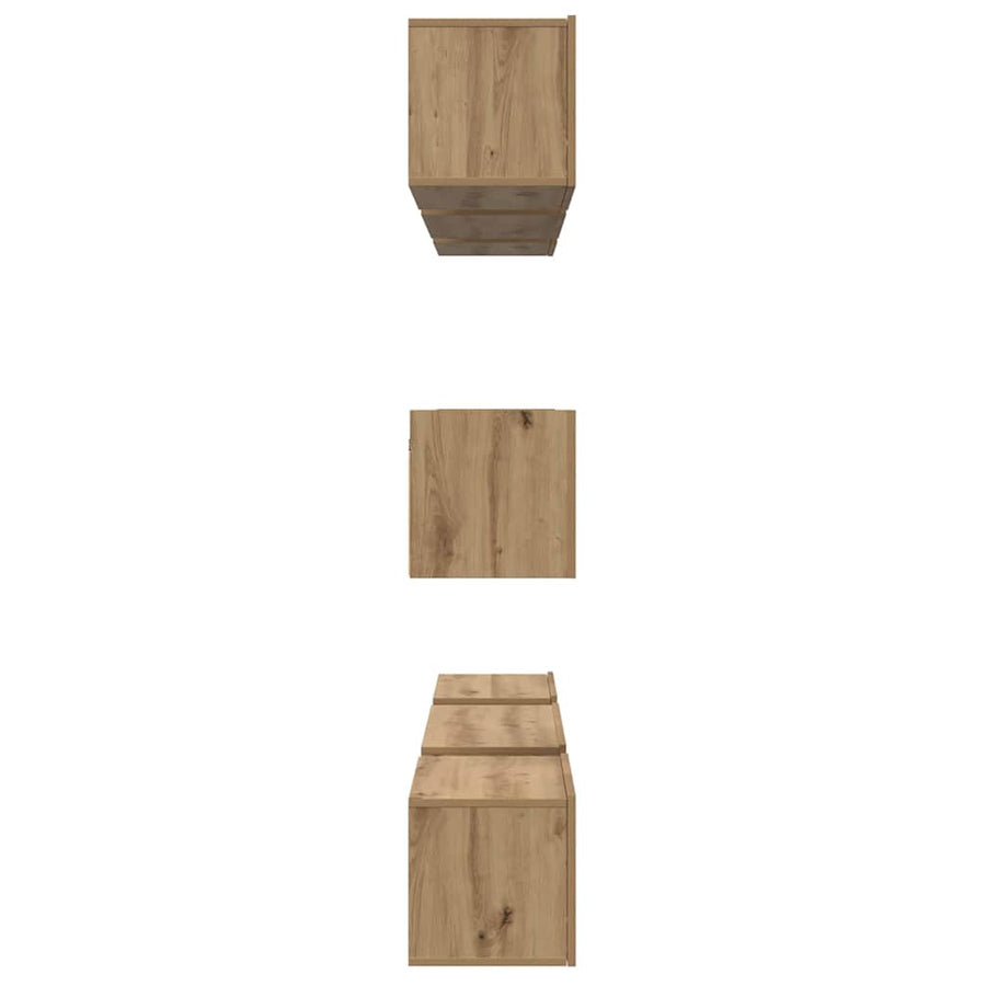Tv-Meubelset Wandgemonteerd 8 Pcs Artisan Eiken Bewerkt Hout 80 cm