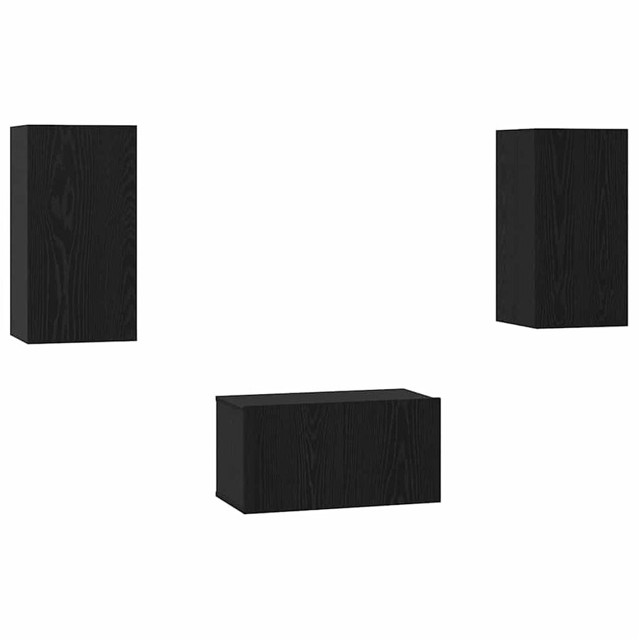Tv-meubelset 3 pcs Zwart eiken 60 x 30 x 30.5 cm Bewerkt hout