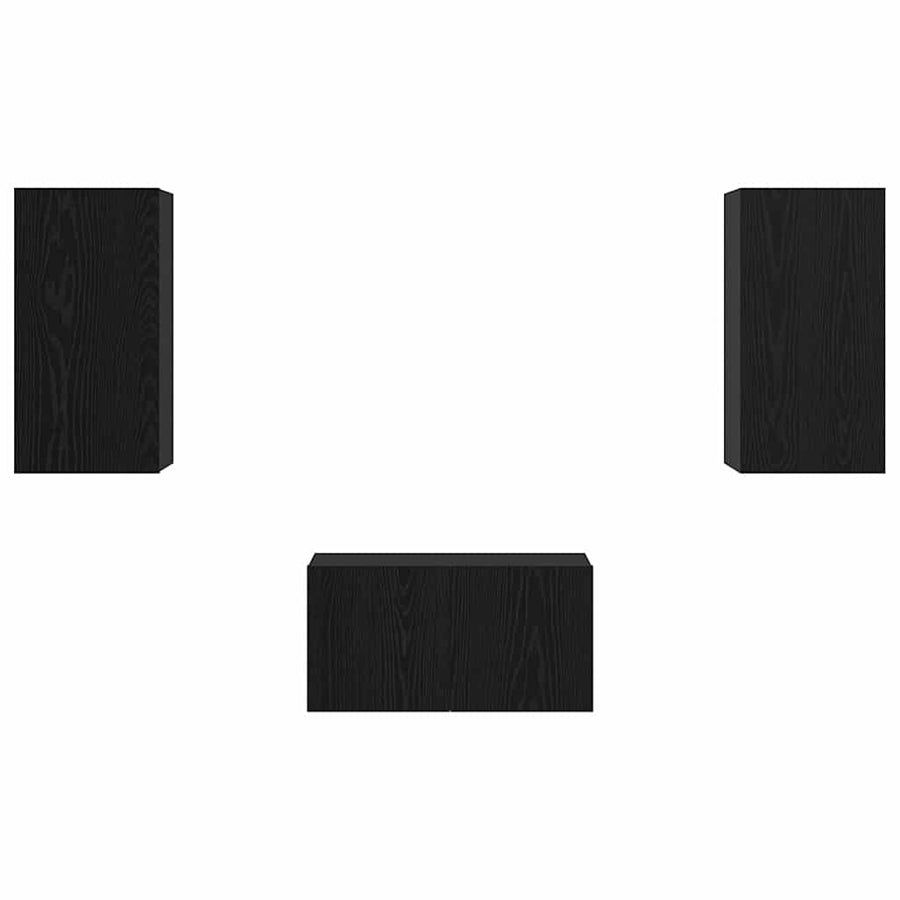 Tv-meubelset 3 pcs Zwart eiken 60 x 30 x 30.5 cm Bewerkt hout