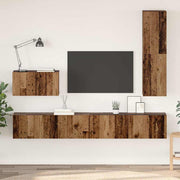 Tv-kast set 4 stuks oud hout bewerkt hout