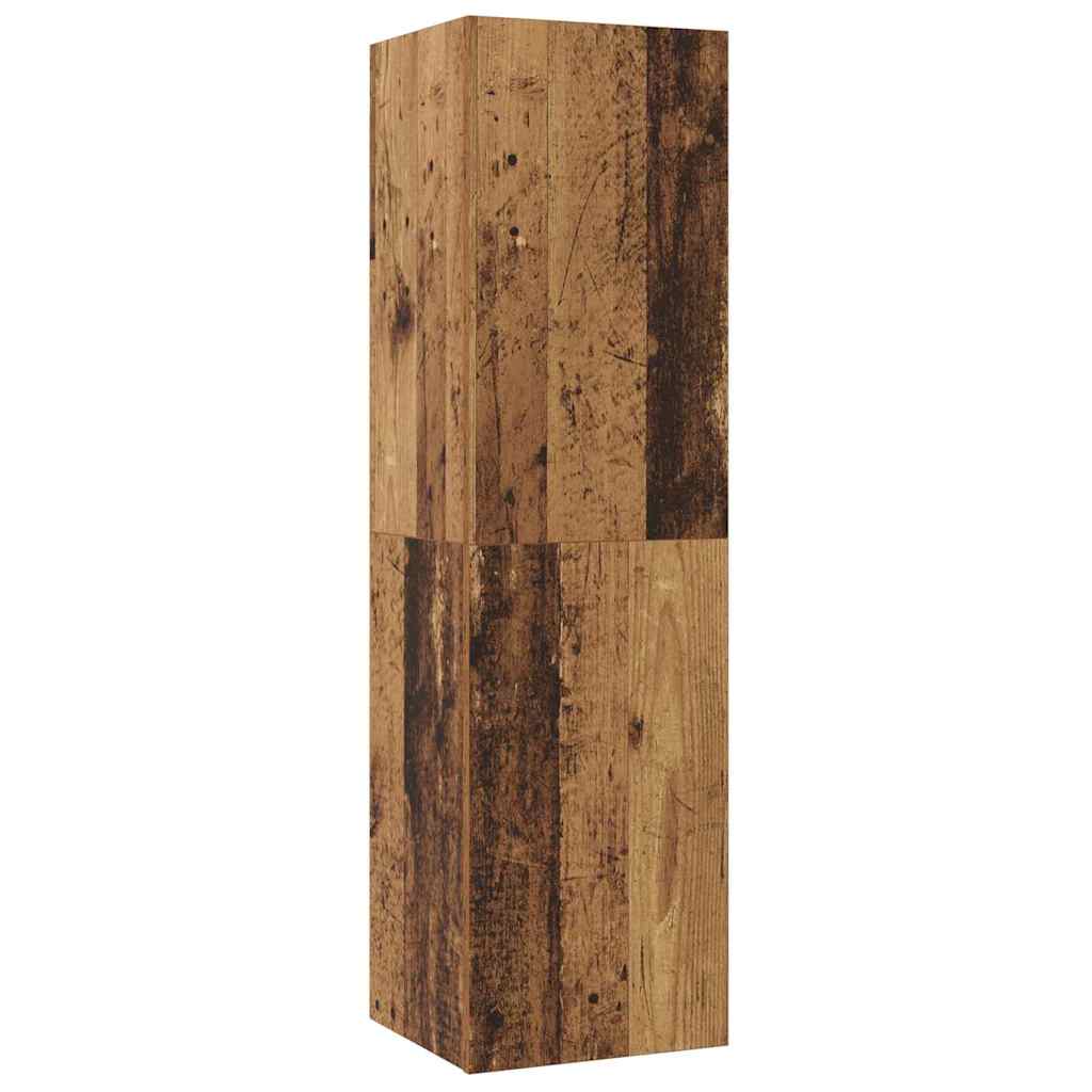 TV-kast set met plank Wandgemonteerd Anders met opslag met de deur 4 pcs Oud hout Medium Bewerkt hout