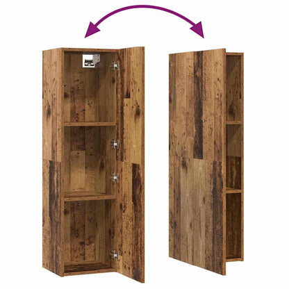 TV-kast set met plank Wandgemonteerd Anders met opslag met de deur 4 pcs Oud hout Medium Bewerkt hout