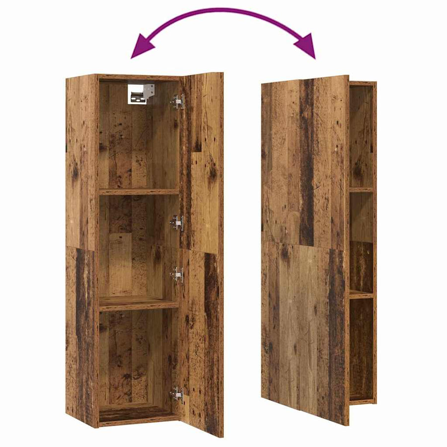 TV-kast set met plank Wandgemonteerd Anders met opslag met de deur 4 pcs Oud hout Medium Bewerkt hout
