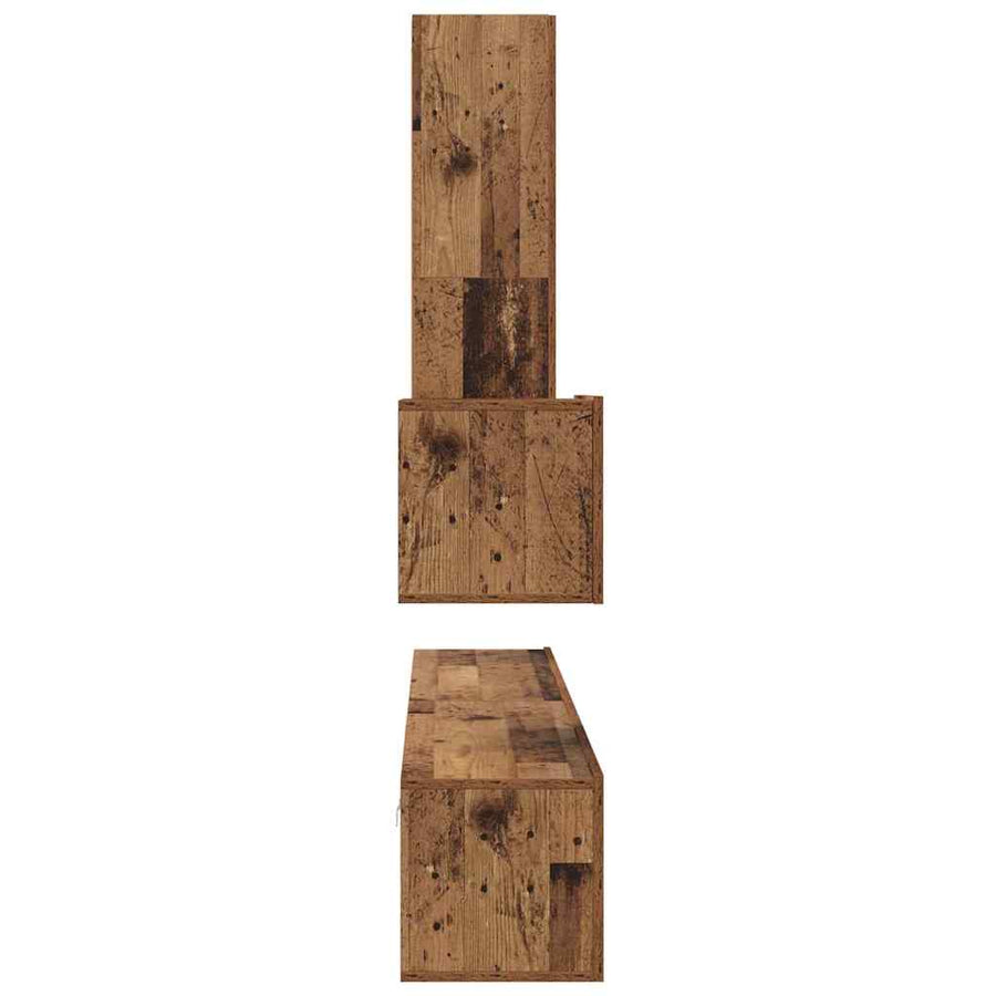 TV-kast set met plank Wandgemonteerd Anders met opslag met de deur 4 pcs Oud hout Medium Bewerkt hout