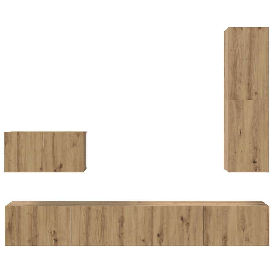 TV-kast set 4 pcs artisanaal eikenkleurig Medium Bewerkt hout
