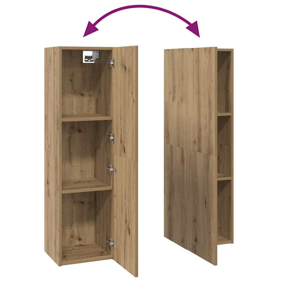 TV-kast set 4 pcs artisanaal eikenkleurig Medium Bewerkt hout