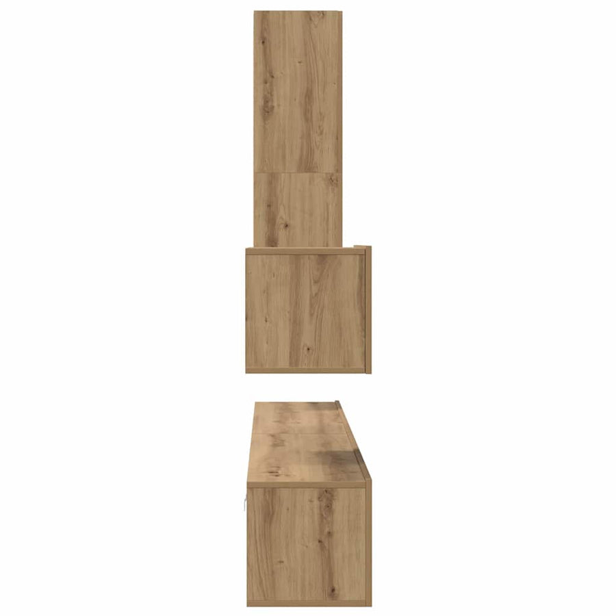 TV-kast set 4 pcs artisanaal eikenkleurig Medium Bewerkt hout