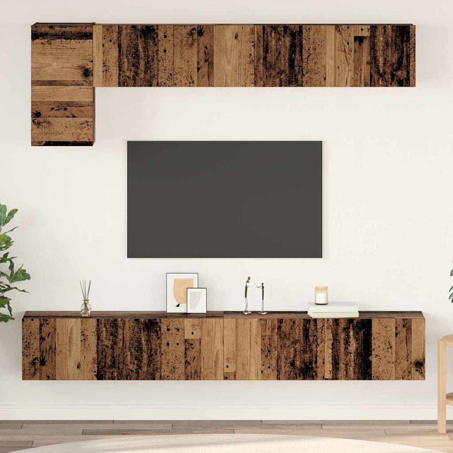 Tv-meubelset 5 pcs Oud hout Medium 100 cm x 30 cm x 30 cm