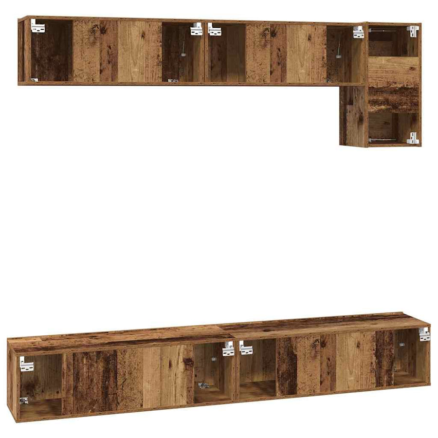 Tv-meubelset 5 pcs Oud hout Medium 100 cm x 30 cm x 30 cm