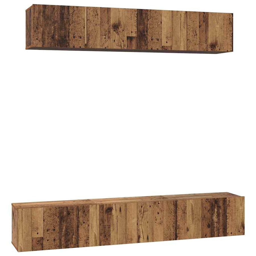 Tv-meubelset 5 pcs Oud hout Standaard Medium Bewerkt hout