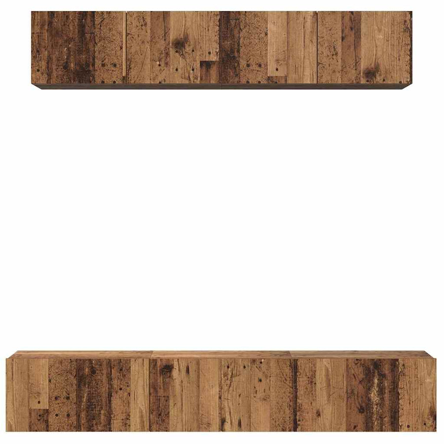 Tv-meubelset 5 pcs Oud hout Standaard Medium Bewerkt hout