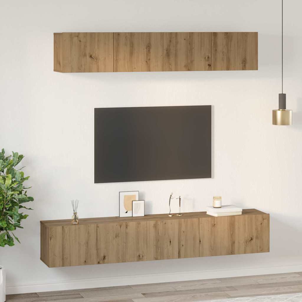 Tv-meubelset 5 pcs artisanaal eikenkleurig Medium Bewerkt hout