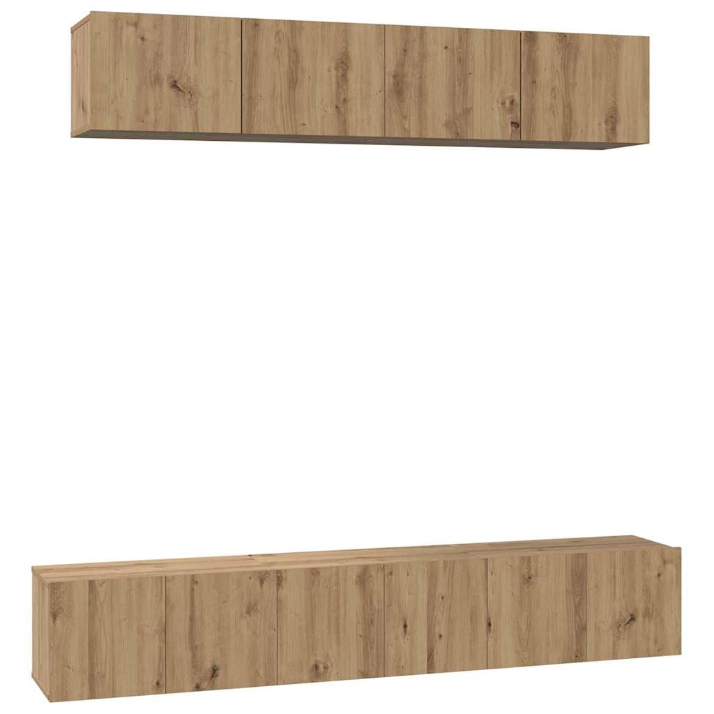 Tv-meubelset 5 pcs artisanaal eikenkleurig Medium Bewerkt hout