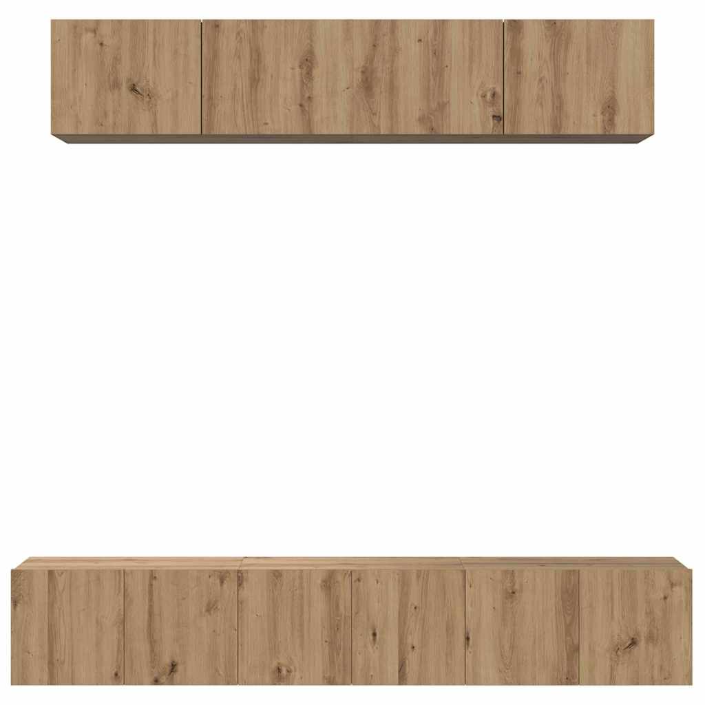 Tv-meubelset 5 pcs artisanaal eikenkleurig Medium Bewerkt hout