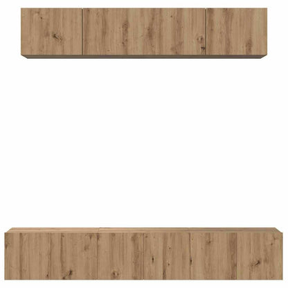 Tv-meubelset 5 pcs artisanaal eikenkleurig Medium Bewerkt hout