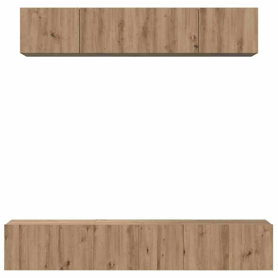 Tv-meubelset 5 pcs artisanaal eikenkleurig Medium Bewerkt hout