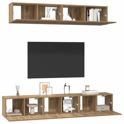 Tv-meubelset 5 pcs artisanaal eikenkleurig Medium Bewerkt hout