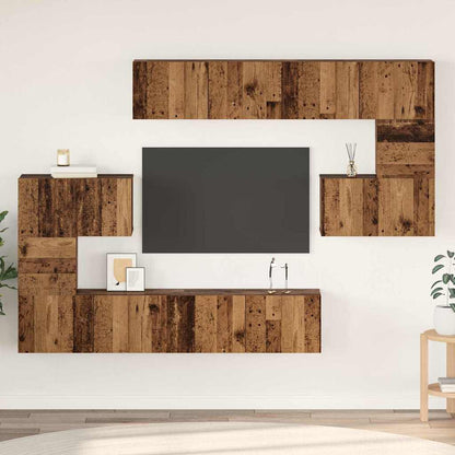 Tv-meubelset Anders 8 pcs Oud hout 80 x 30 x 30 cm Bewerkt hout