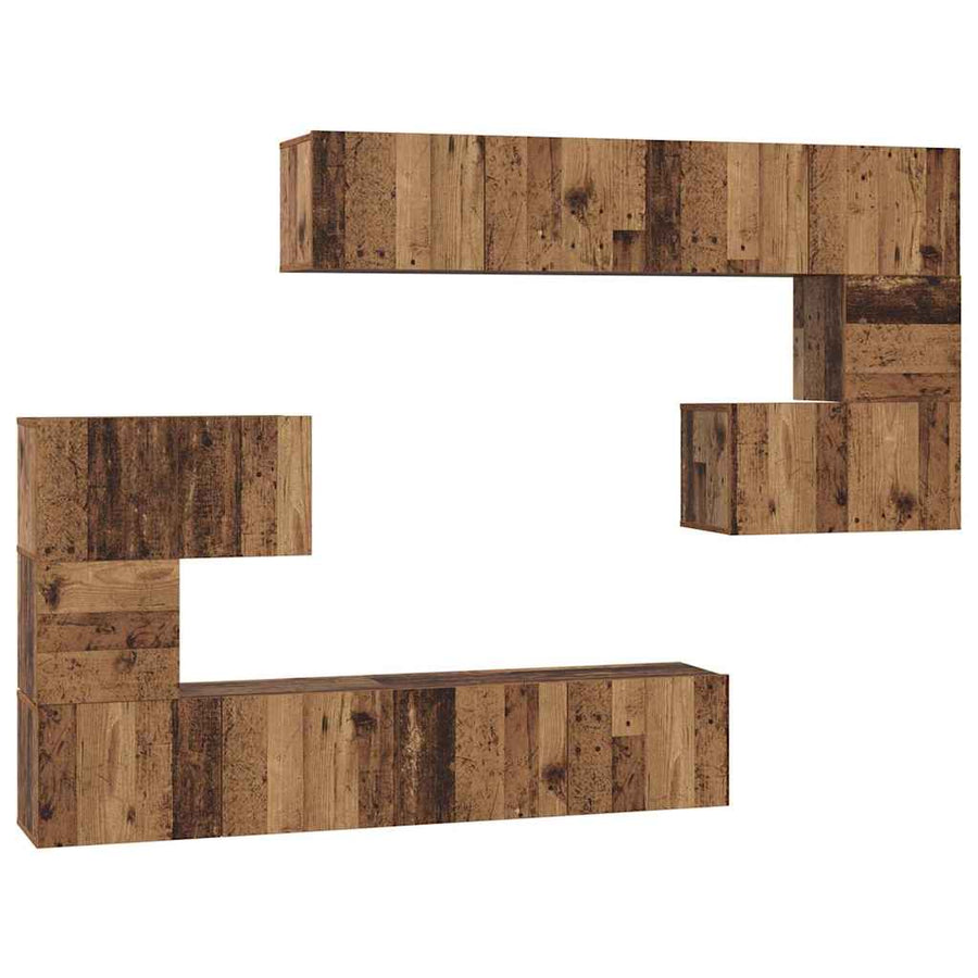 Tv-meubelset Anders 8 pcs Oud hout 80 x 30 x 30 cm Bewerkt hout