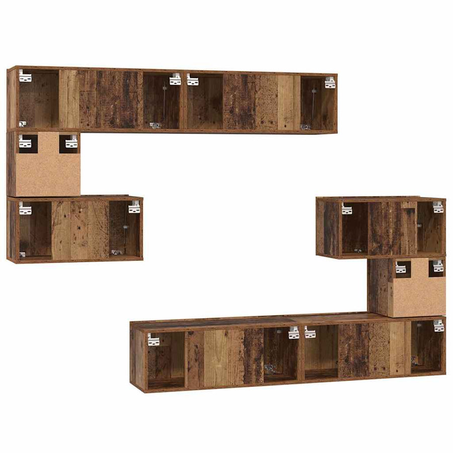 Tv-meubelset Anders 8 pcs Oud hout 80 x 30 x 30 cm Bewerkt hout