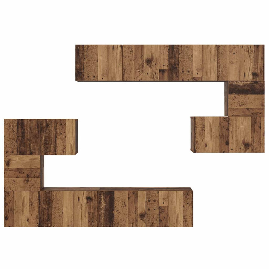 Tv-meubelset Anders 8 pcs Oud hout 80 x 30 x 30 cm Bewerkt hout