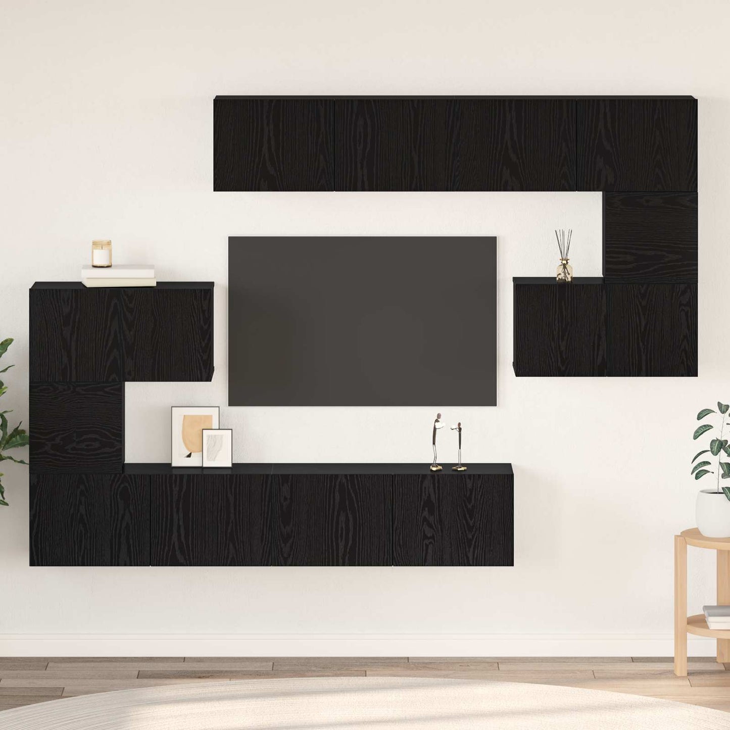 Tv-Meubelset Wandgemonteerd 8 Pcs Bewerkt Hout 8