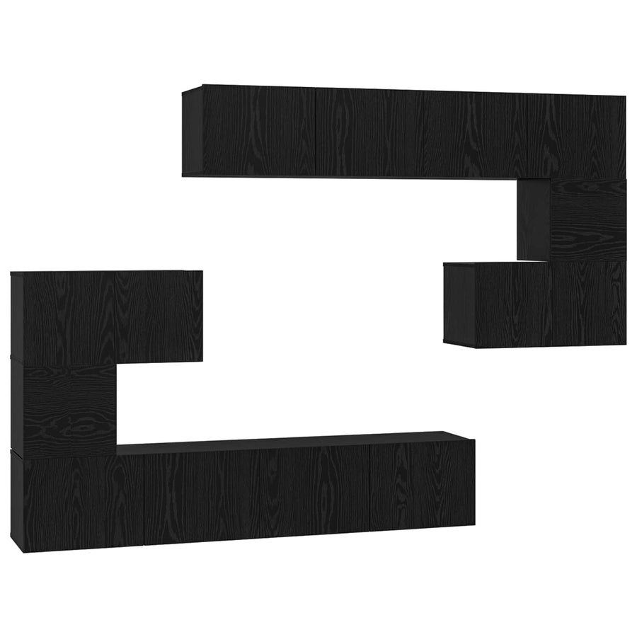 Tv-Meubelset Wandgemonteerd 8 Pcs Bewerkt Hout 8
