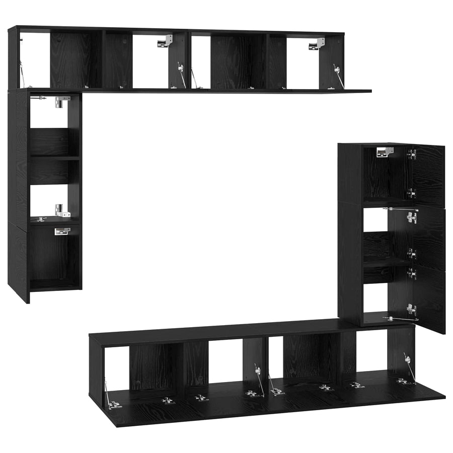 Tv-Meubelset Wandgemonteerd 8 Pcs Bewerkt Hout 8