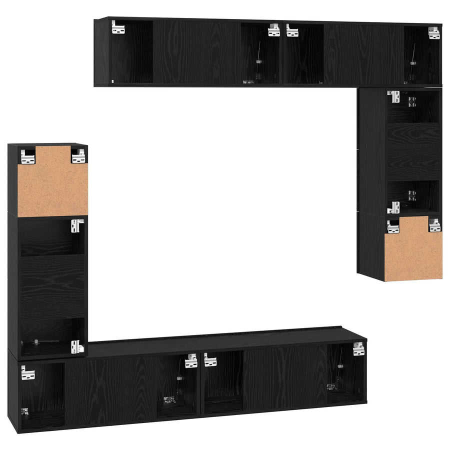 Tv-Meubelset Wandgemonteerd 8 Pcs Bewerkt Hout 8