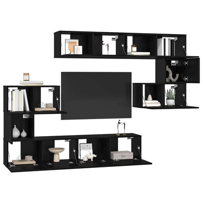 Tv-Meubelset Wandgemonteerd 8 Pcs Bewerkt Hout 8