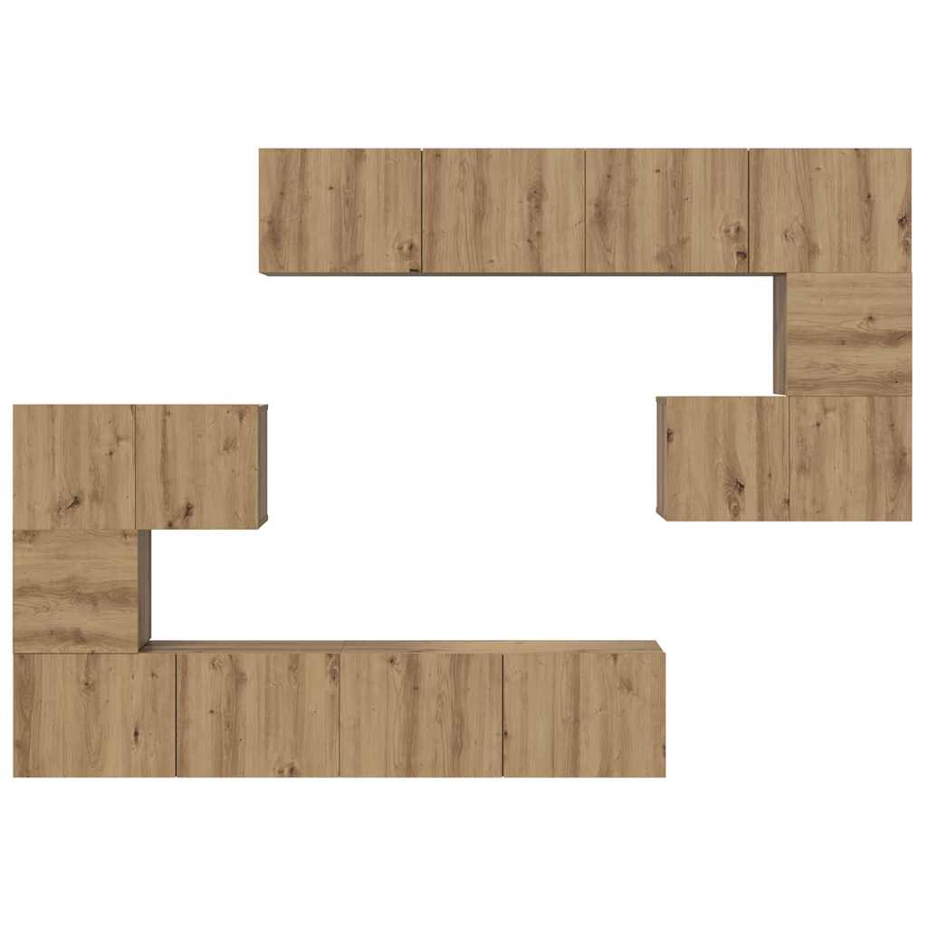 Tv-Meubelset Wandgemonteerd 8 Pcs Artisan Eiken Bewerkt Hout 8