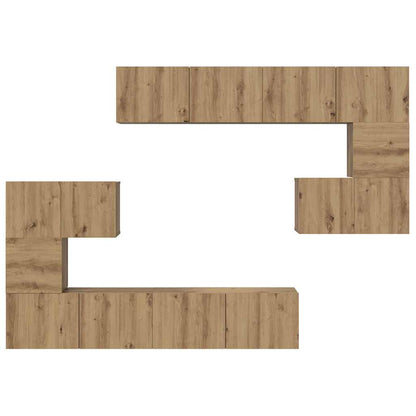 Tv-Meubelset Wandgemonteerd 8 Pcs Artisan Eiken Bewerkt Hout 8