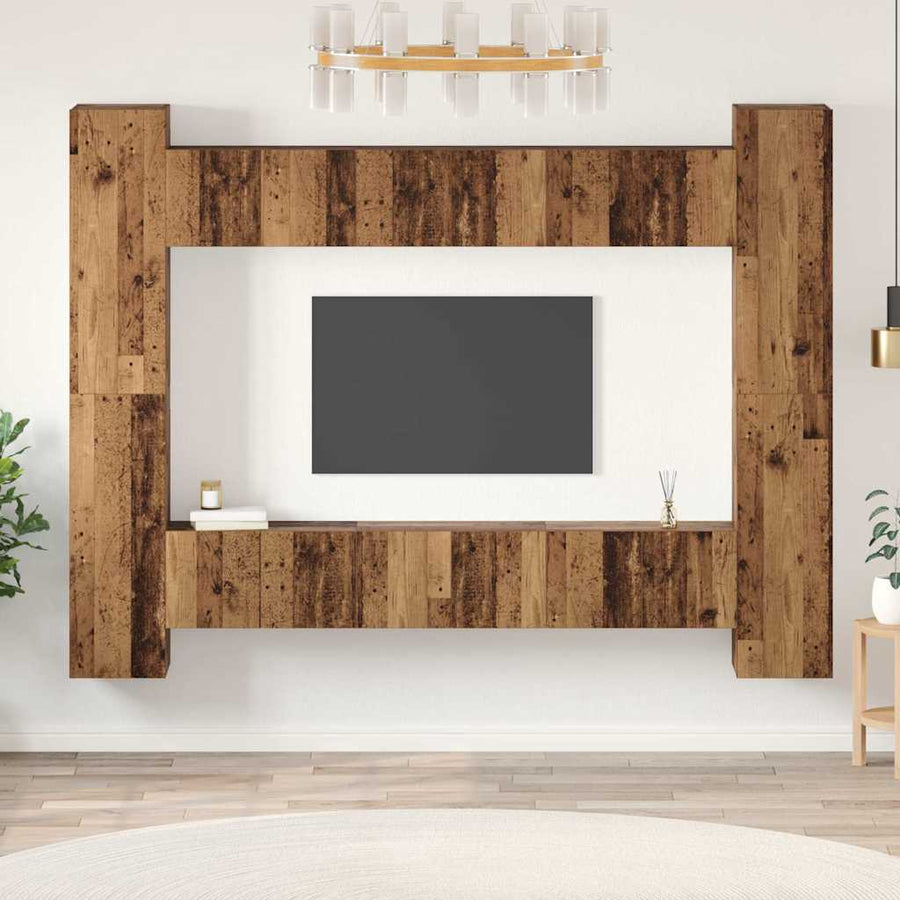 Tv-meubelset 10 pcs Oud hout 30.5 x 30 x 90 cm Bewerkt hout