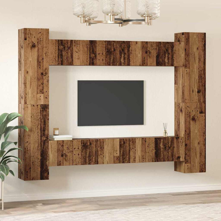 Tv-meubelset 10 pcs Oud hout 30.5 x 30 x 90 cm Bewerkt hout