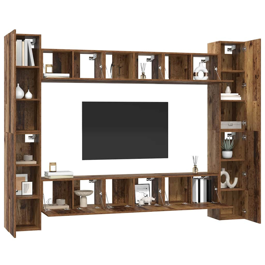 Tv-meubelset 10 pcs Oud hout 30.5 x 30 x 90 cm Bewerkt hout