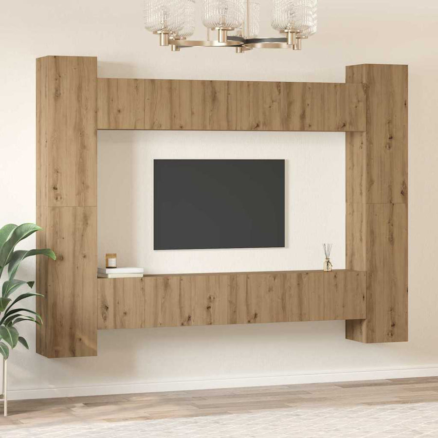 Tv-meubelset 10 pcs artisanaal eikenkleurig 30.5 x 30 x 90 cm