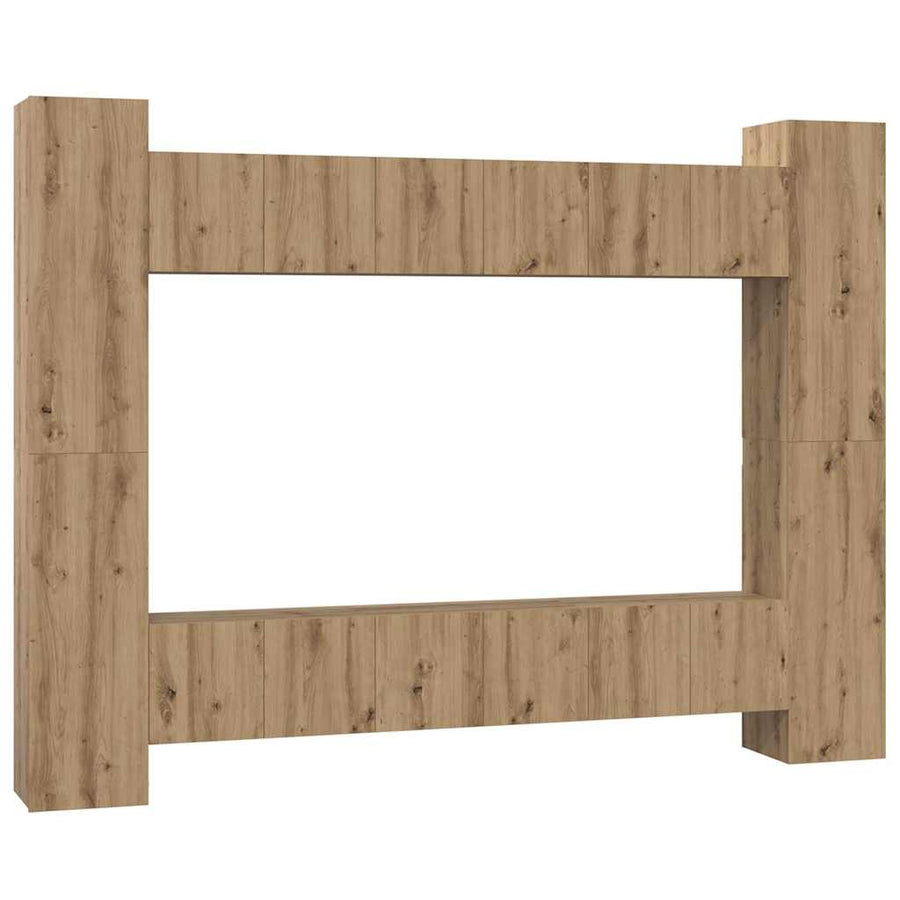 Tv-meubelset 10 pcs artisanaal eikenkleurig 30.5 x 30 x 90 cm