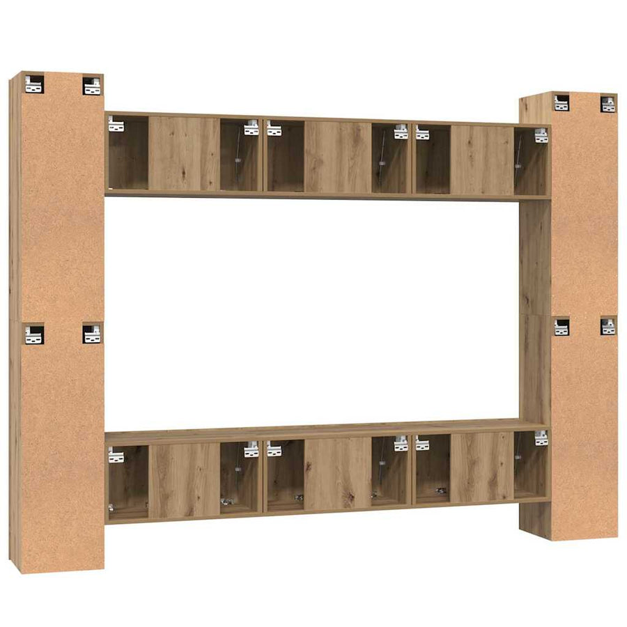 Tv-meubelset 10 pcs artisanaal eikenkleurig 30.5 x 30 x 90 cm