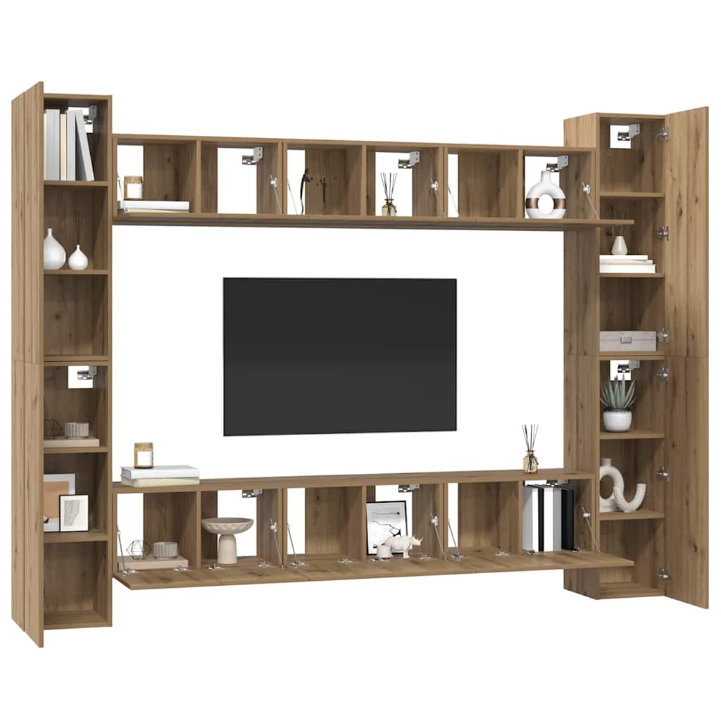 Tv-meubelset 10 pcs artisanaal eikenkleurig 30.5 x 30 x 90 cm