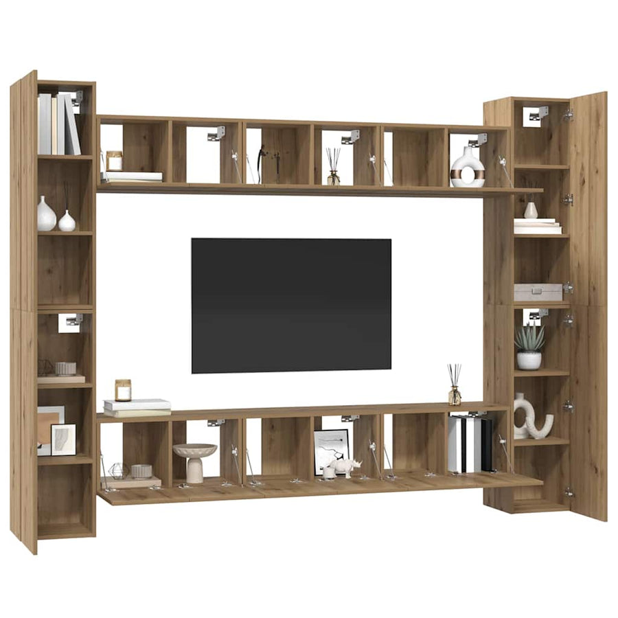 Tv-meubelset 10 pcs artisanaal eikenkleurig 30.5 x 30 x 90 cm