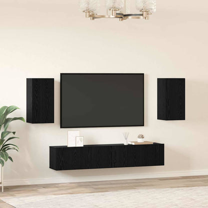 Tv-kastenset met plank met opslag met de deur 4 pcs Zwart eiken 80 x 30 x 30.5 cm