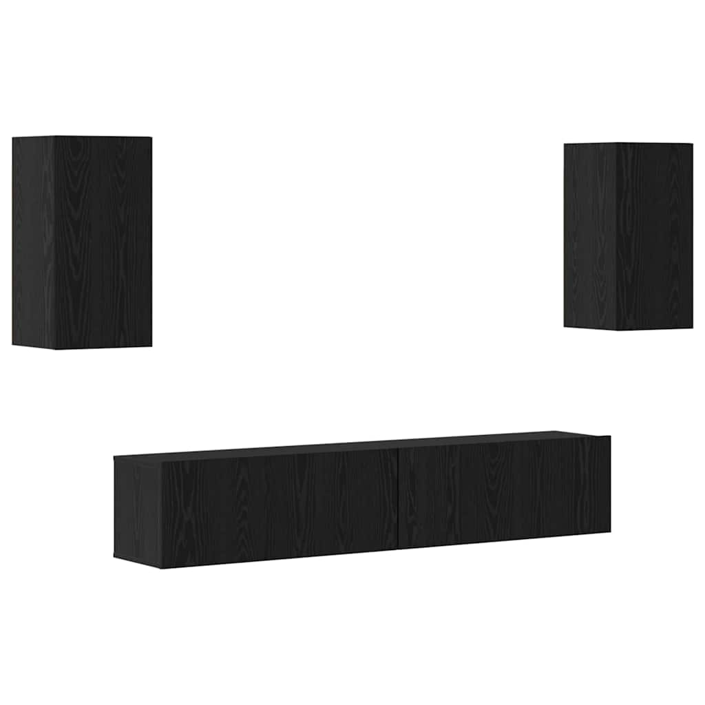 Tv-kastenset met plank met opslag met de deur 4 pcs Zwart eiken 80 x 30 x 30.5 cm