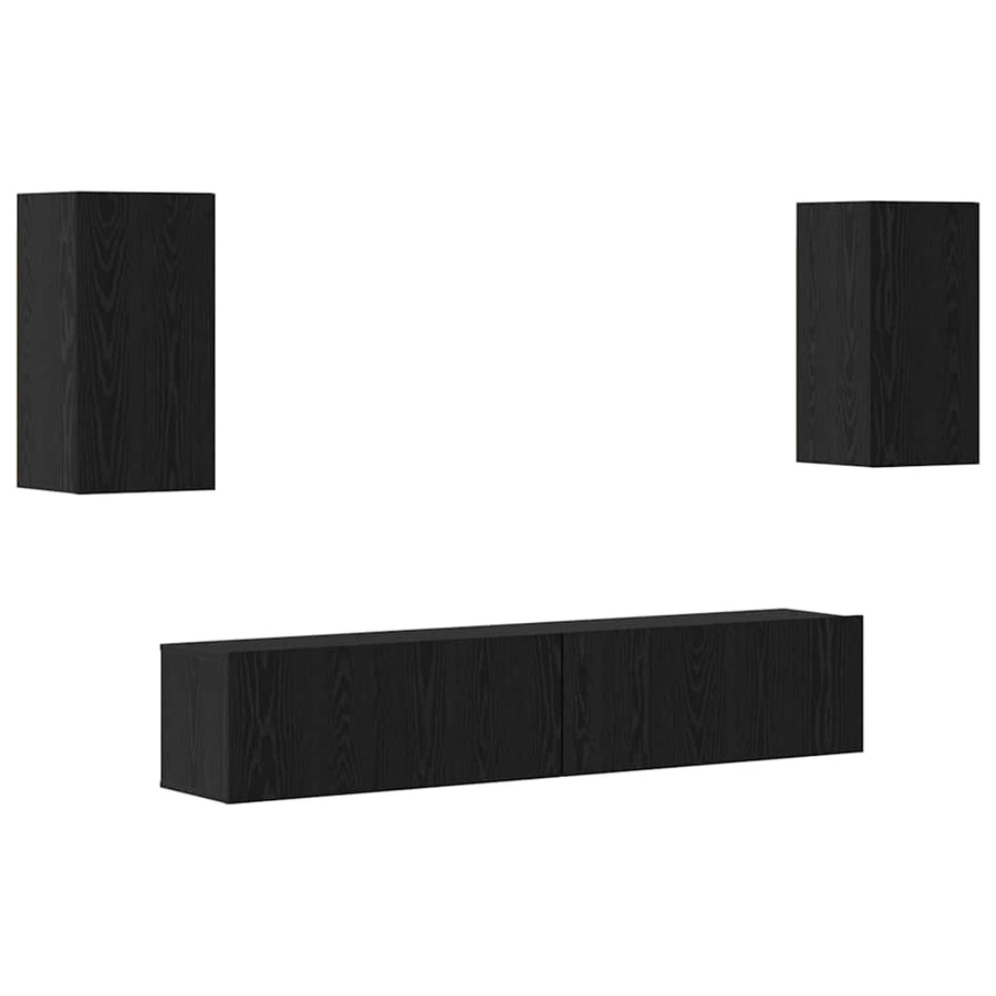 Tv-kastenset met plank met opslag met de deur 4 pcs Zwart eiken 80 x 30 x 30.5 cm