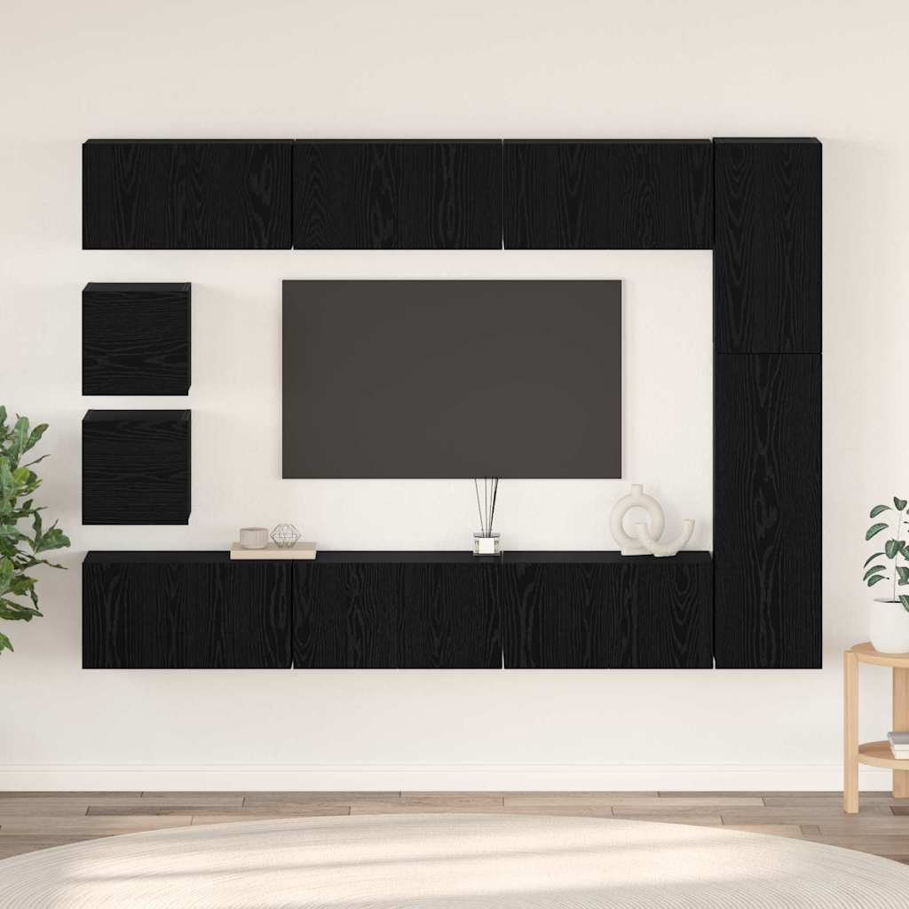 Tv-Meubelset Wandgemonteerd 10 Pcs Bewerkt Hout 10