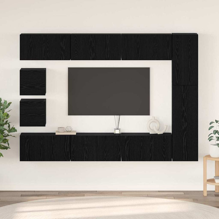 Tv-Meubelset Wandgemonteerd 10 Pcs Bewerkt Hout 10