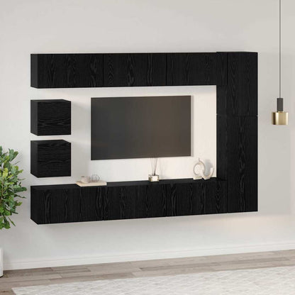 Tv-Meubelset Wandgemonteerd 10 Pcs Bewerkt Hout 10